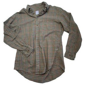 Brooks Brothers Check Pattern Tan Blue Button Down Size Men's Medium Shirt